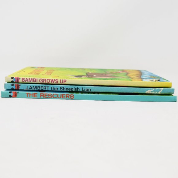 Lot Disney Books Rescuers Lambert Sheepish Lion Bambi Grows Up Hardcover VTG 70s - Picture 10 of 16